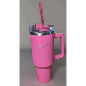 DLOCCOLD 40 oz Tumbler Pink Handle, Insulated Coffee Tumbler with Lid and Str...